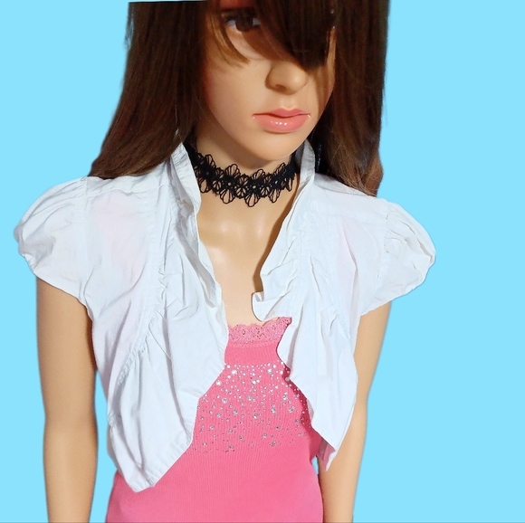 INC L white crop bolero jacket - Picture 1 of 7